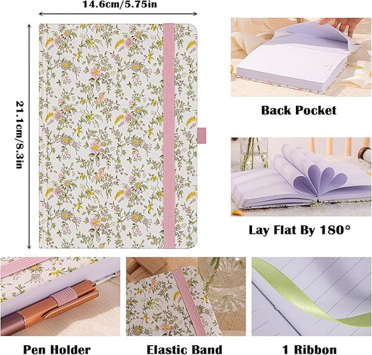 TIEFOSSI Lined Journal Notebook for Women, A5 College Ruled Notebook for Writing, 316 Numbered Pages Thick Paper, Daily Journal, for Work Home School, Note Taking, Business, 8.4 X 5.8 In