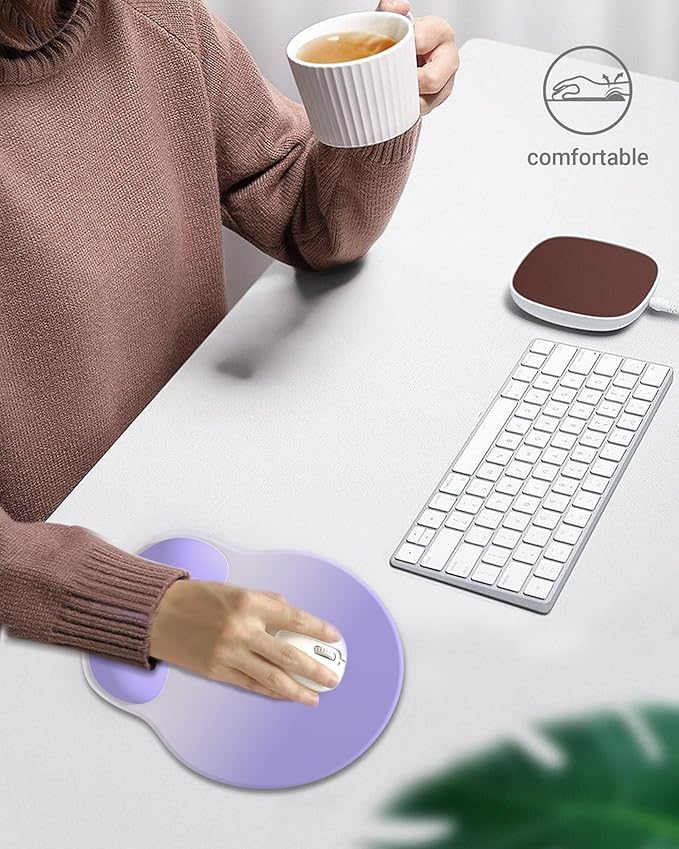 Ergonomic Mouse Pad Wrist Support, Comfortable Mouse Pad Wrist Rest, Relieve Wrist Pain Gel Mouse pad, Non-Slip Rubber Base Mousepad for Laptop, Computer(Gradient Dark Purple)