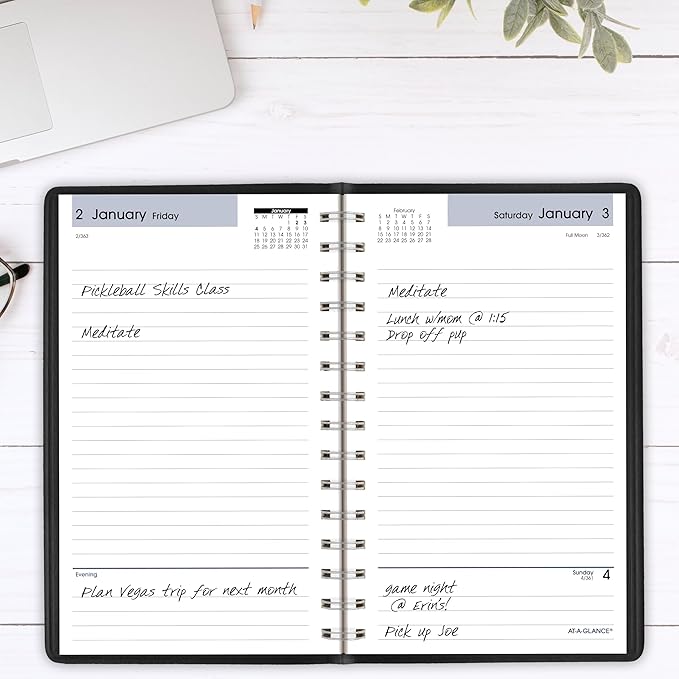 AT-A-GLANCE 2026 Planner, Daily, Open Scheduling, 5" x 8", Small, DayMinder, Black (SK460026)
