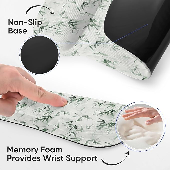 RICHEN Mouse Pad and Keyboard Wrist Rest, 3-in-1 Computer Mousepad and Coaster Set, Non-Slip Keyboard Wrist Rest and Mouse Pad Set Ergonomic Design (FKMWR-56)