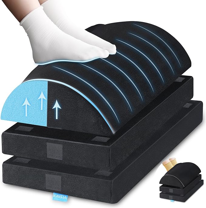 KAYFIA Foot Rest for Under Desk at Work XXL(20in) with 3 Adjustable Heights，Foot Stool with Supportive Gel Foam, Warmer Feet Pocket Footrest for Office Gaming Chair, for Leg Support -Black