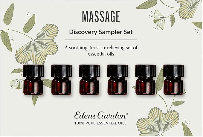 Edens Garden Massage Essential Oils Discovery 6 Set – 100% Pure Therapeutic Grade Oil, Undiluted Natural Scents for Relaxation, Wellness & Spa – Aromatherapy Gift for Men & Women, .92 ml/6 Pack