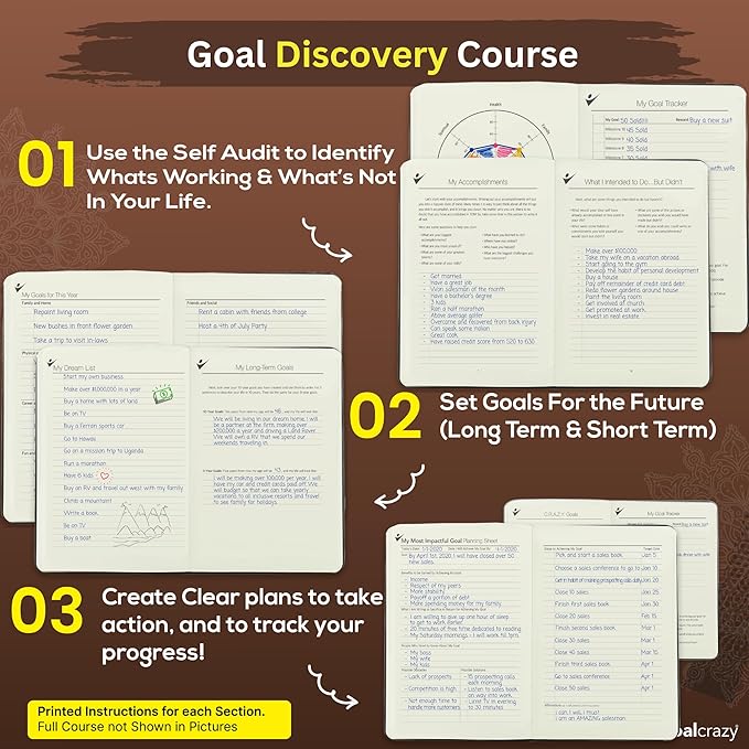 Undated Planner - 90 Day Guided Journal, 2025 2026 Weekly Organization, Productivity Habit Tracker, Inspirational, Life Setting, Brown Leather, Almond Pages