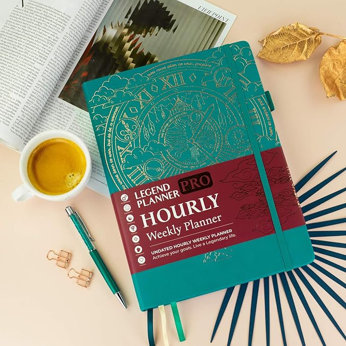 Legend Planner PRO Hourly Schedule - Weekly & Daily Organizer with Time Slots. Appointment Book Journal for Work & Personal, A4 (Viridian Green)