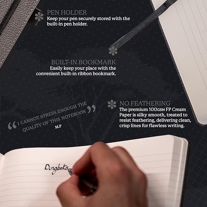 Dingbats* - Wildlife Lined Extra Large A4 Notebook - PU Leather Hardcover Journal for Work, Writing - Pocket, Elastic Closure, Pen Holder, Bookmark