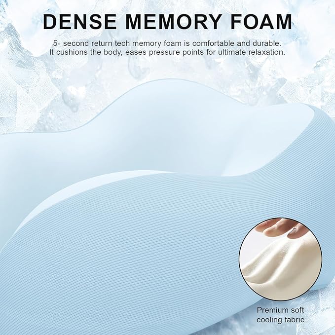 Travel Pillow for Airplane Memory Foam Neck Pillow, Soft & Support Travel Pillow with Storage Bag for Travelling, Sleeping Rest, Car, Train and Home Use (Blue)