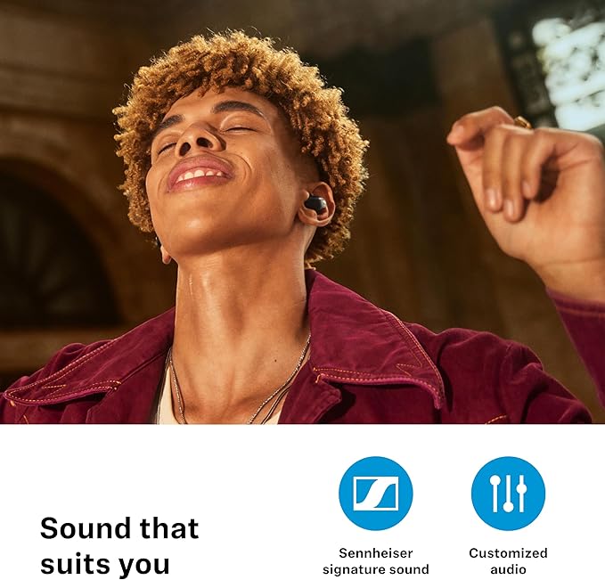 Sennheiser ACCENTUM True Wireless Earbuds - Crystal-Clear Sound with Hybrid ANC, Ergonomic Design, 28-Hour Battery Life, Touch Interface, White