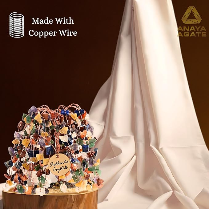 7 Chakra Crystal Tree of Life Handmade Gemstone Bonsai for Home Office Desk Decor, Feng Shui Money Tree for Healing, Protection, Wealth, Luck, Positive Energy, Spiritual Gifts for Women Mom