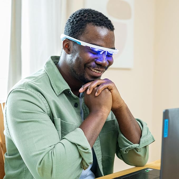 AYO: Premium Blue Light Therapy Glasses | Sleep Better, Boost Energy, Improve Mood | Portable Light Therapy Lamp | Circadian Rhythm Disruptions Linked to Sleep Problems, Winter Blues, Low Energy