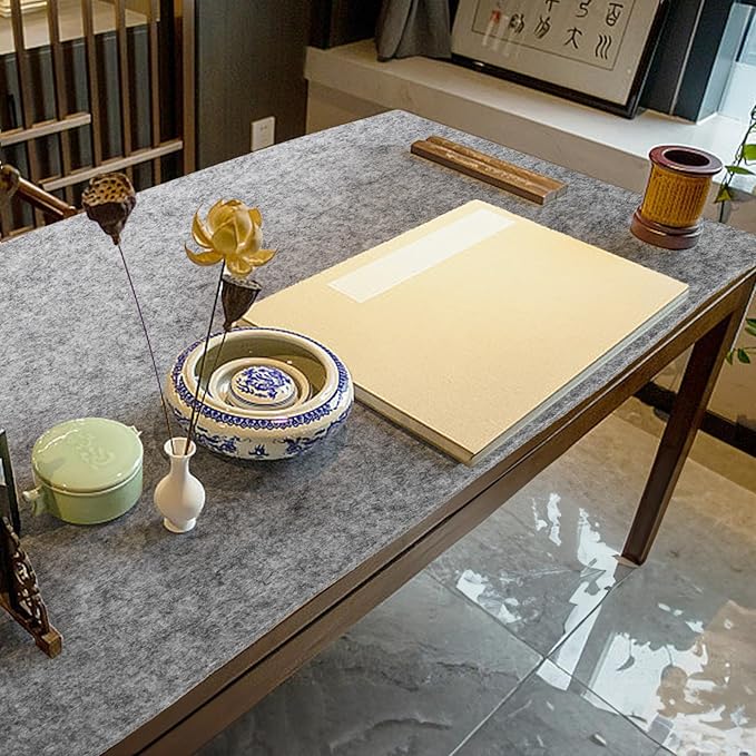 4 Pack Chinese Calligraphy Drawing Felt Mat, 5mm Thick Felt Desk Pad for Sumi Xuan Paper Painting Practice Calligraphy Writing Japanese Drawing, 19.6 x 27.5 inch (50 x 70cm)