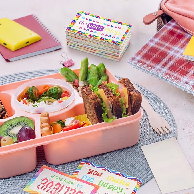 Jinei 300 Inspirational Affirmation Cards Positive Motivational Cards Small Mini Encouragement Quotes for Women Church End of the Year Teacher Gifts(Rainbow Style)