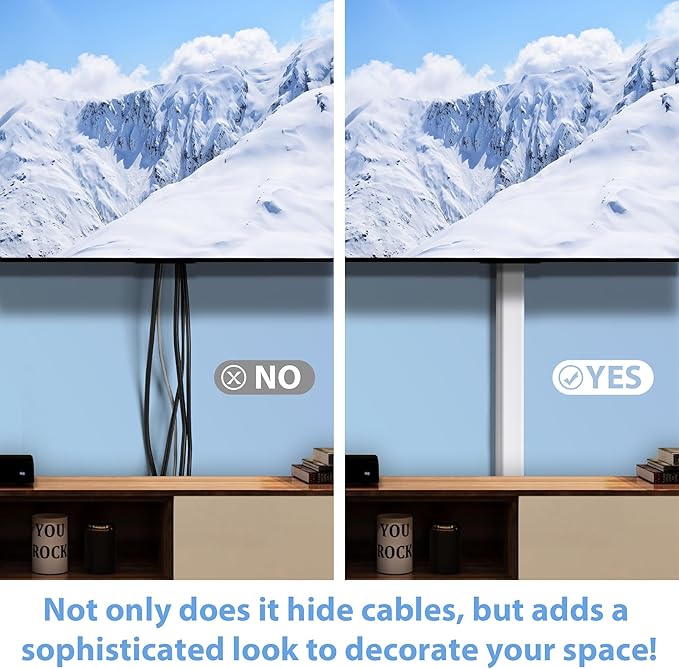 Cord Hider Wall 48in (3X L16in), X-Large Cable Management Kit for 4-7 Wires, Self-Adhesive Cord Organizer, TV Wire Cover Hide Cords Wall Mounted TV, Cable Raceway White, W1.5in H0.8in