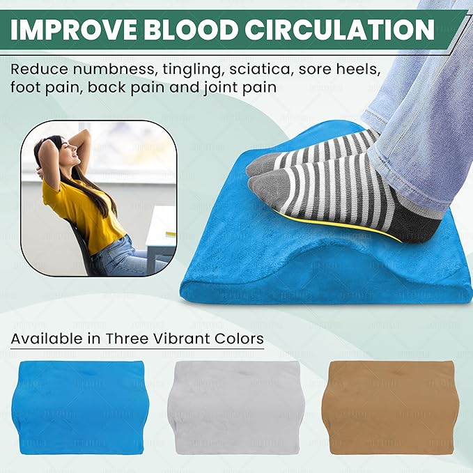 2-in-1 Portable Foot Rest Pro - Extra Large - Foot Rest & Foot Leg Exerciser - Improve Circulation & Relax Exercise Massage Foot Under Desk Work Office Chair, Gaming & Home (Blue)