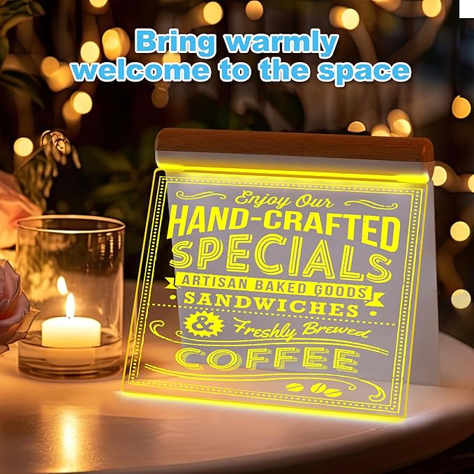 Led Note Board with Colors, Dual-Sided Acrylic Message Board Led Drawing Writing Board for Kids, 7.9 Inch X 6.3 Inch Magical Light Board, Touch Control for Office/Home/School Kitchen/Gift