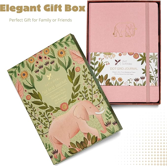 Dotted Journal Notebooks: Bullet Dotted Journal with 200 Numbered Dot Grid Pages, 160gsm Thick White Bleedproof Paper and 3 Sheets of Journal Stickers for Creatives