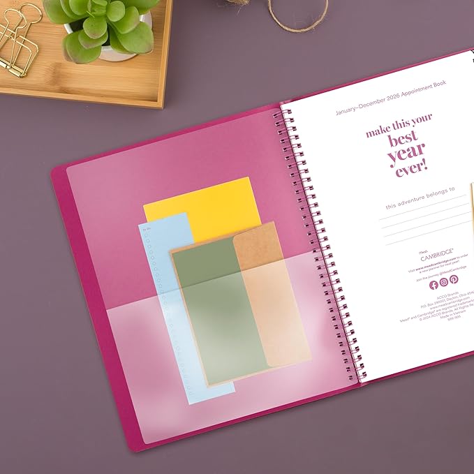 Cambridge 2026 Appointment Book Planner, Weekly & Monthly, 8-1/2" x 11", Large, Hourly, FloraDoodle, White and Black (589-905-26)