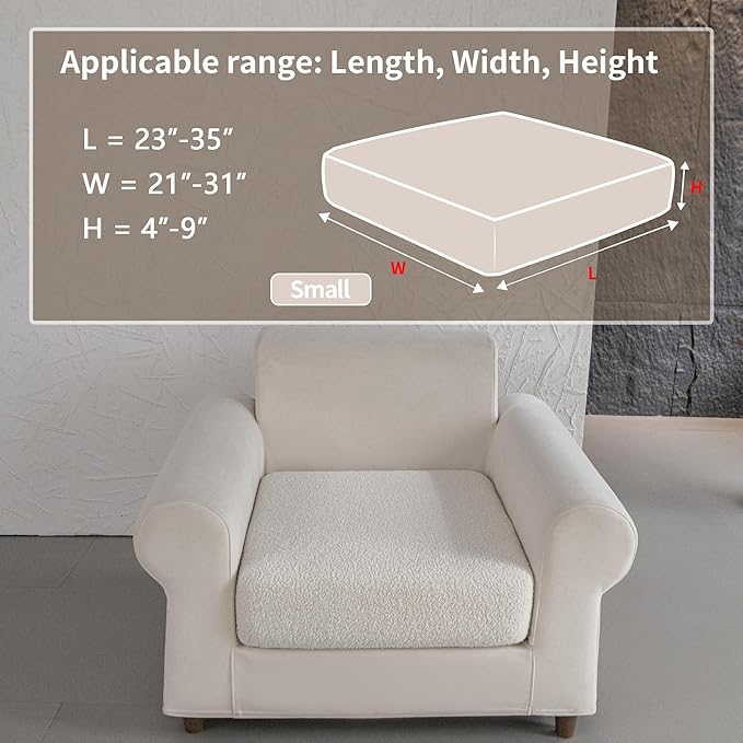 Couch Cushion Covers for Sectional Sofa, Stretch Soft Sofa Slipcovers Washable Wear-Resistant Universal Furniture Protector for Living Room(1 Piece Chair Cover, Ivory)