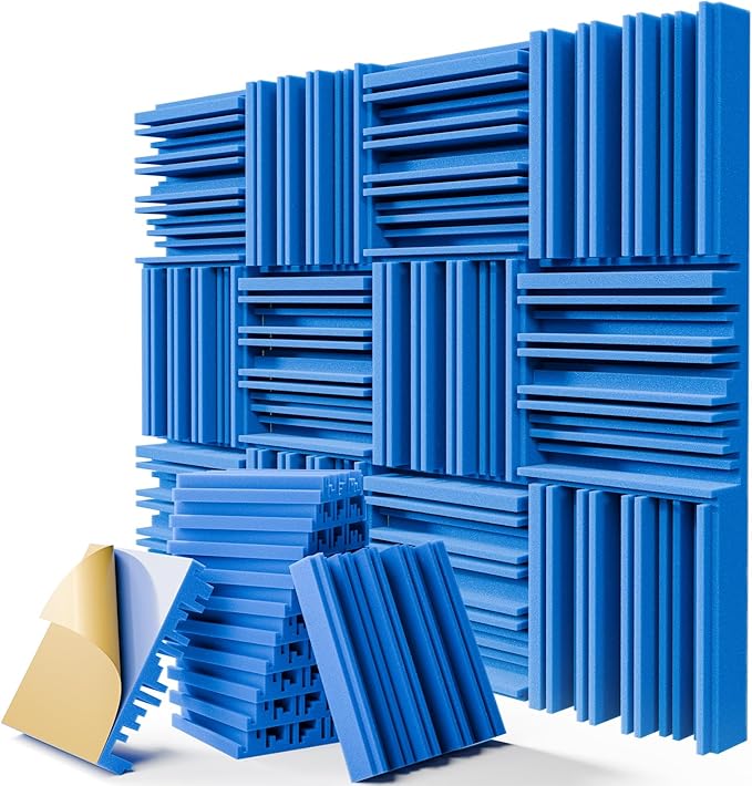 12 Pack Sound Proof Foam Panels for Walls, 12" x 12" x 2" Self-Adhesive Acoustic Panels, High-Density Soundproof Wall Panels for Studio Home and Ceilings (Blue)