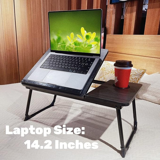 CloudTrip Laptop Desk for Bed or Couch, Lap Desk, Woking in Bed Desk, Home Office Desks, Breakfast Tray, Desk with Cup Holder, Watching Movies in Bed, Laptop Stand for Bed, Fordable Legs Desk (Black)