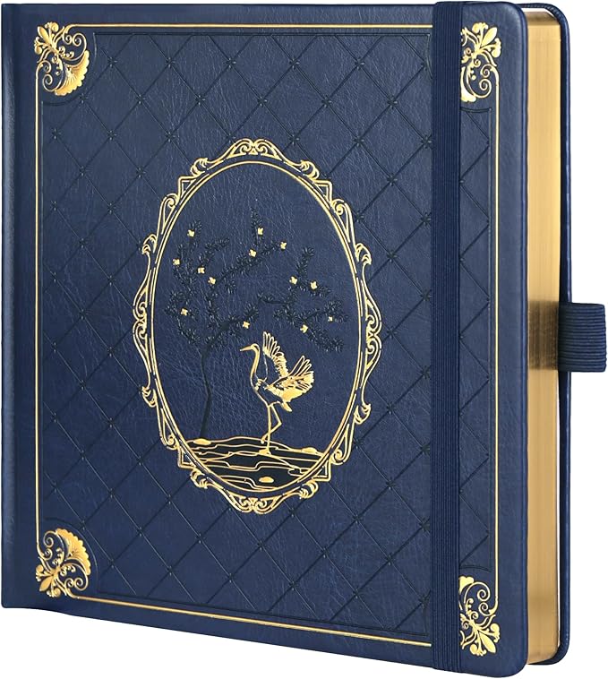 TIEFOSSI Dotted Journal Notebook, Dot Grid Notebook for Women Men, Hardcover PU Leather Journal, 160 GSM Thick Paper, 160 Numbered Pages with Gold Edges, 8 x 8 Square Diary