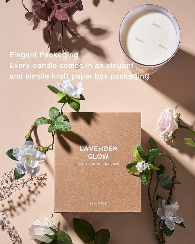 M&SENSE Extra Large Candle Creamy Vanilla Scented, 3-Wick 35oz 150H Long Lasting, Natural Soy Wax Aromatherapy Candle for Stress Relief, Home Fragrance Housewarming Gifts Candle for Home Decor