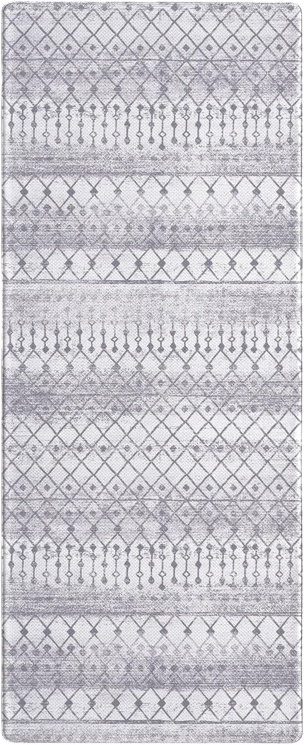 Color&Geometry Kitchen Floor Mats Anti Fatigue, Cushioned Boho Rugs,Waterproof Non Slip Kitchen Runner for Sink, Standing Mats for Office,24"x59",Grey