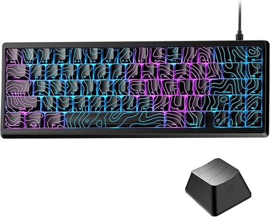 HITIME x XVX M67 60% Keyboard USB Wired Gaming Keyboard with Phantom Keycaps, QMK/VIA Support, Hot-Swappable, Creamy Pre-lubed ICE Switches, RGB Backlit, Gasket Structure, Topographic Theme