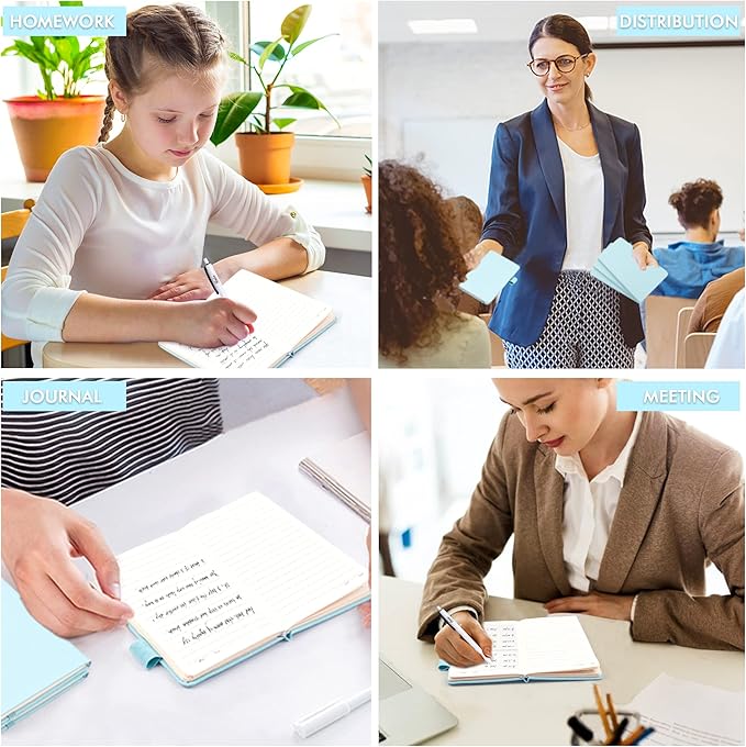 feela 3 Pack Pocket Small Notebook Journals, Mini Cute Memo Notepad Hardcover College Ruled Lined Journals with Pen Holder for Women Girls Office School, with 3 Black Pens, 3.5”x 5.5”, A6, Sky Blue