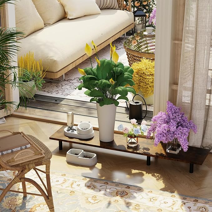 Large Dual Monitor Stand Riser 43.3IN，Vintage Home Office Storage For Desk Accessories，Solid Wod Desk With Adjustable Legs For computer/PC/Laptop/Printer/Container/dressing table