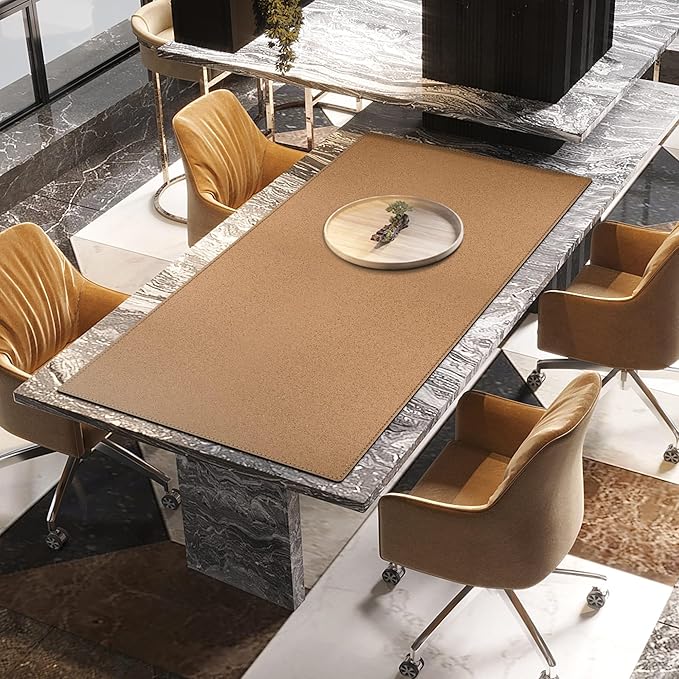 MAIDERN 63”x 31.5” Leather Desk Pad, Large Desk Mat, Cork & Leather Large Mouse pad for Desk, Waterproof Computer Desk Pad for Gaming Home Office (Cream)