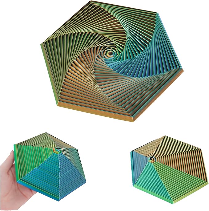 Fractal Fidget Hexagon, 3D Printed Hexagonal Toys,Hexagon Fidget Toy，Infinity Cube Fidget Toy 3D Printed Anxiety Toys for Stress Relief and Desk Fidgeting(5.75in)-B