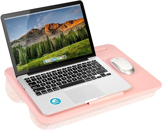 LAPGEAR Original Lap Desk – Large (17.9” x 13”) | Fits Up to 17.3” Laptops | Cushioned with Device Ledge, Pencil Tray & Handle | Portable & Lightweight | 12-Pack | Rose Quartz – Style No. 45004