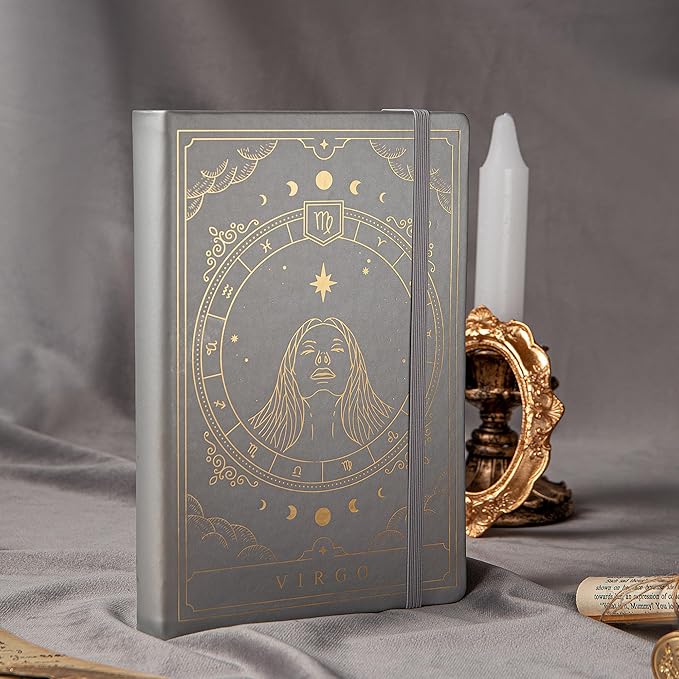 TIEFOSSI Constellations Dotted Journal Notebook-A5 Writing journals with 100gsm 400pages Paper, Hardcover Bullet Organizers Notebook for Women, Men, Teens (Virgo)