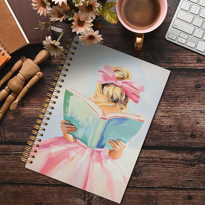 Reading Spiral Notebook 5.5x8.3, Book Lovers Gifts, Gifts for Readers Bookish Book Lovers Women, Preppy Girls Reading Journal Notebooks for Note Taking