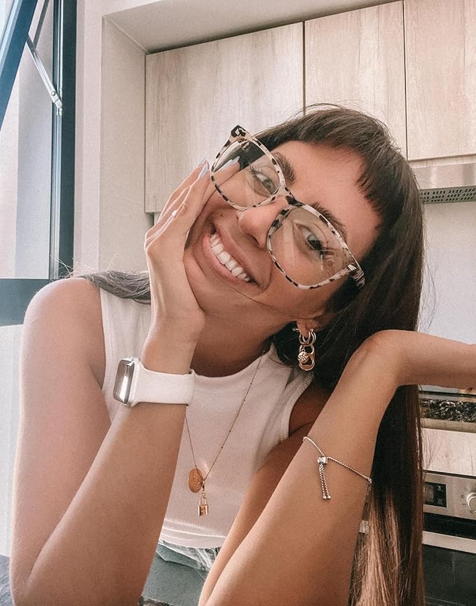 TIJN Blue Light Blocking Glasses for Women Men Clear Frame Square Nerd Eyeglasses Anti Blue Ray Computer Screen Glasses