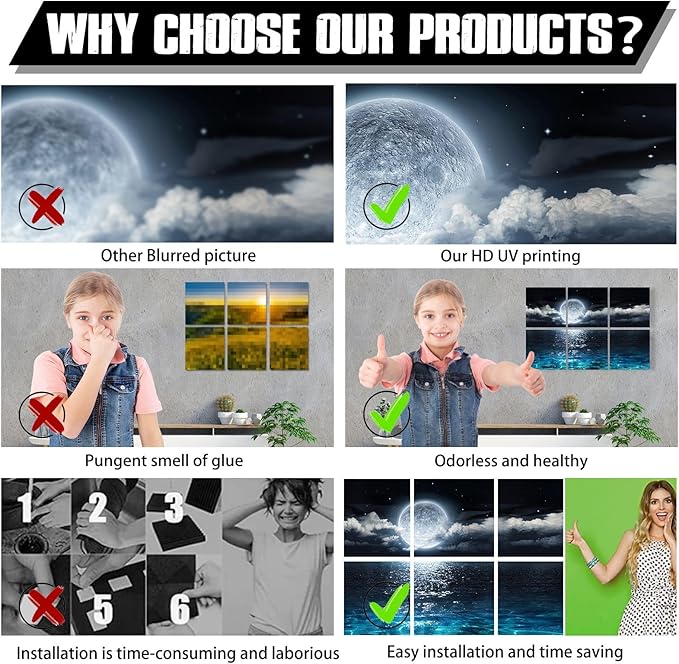 YPY Acoustic Panels Soundproof Wall Panels: Sound Absorbing Wall Art Decorative Sound Proofing Panels Noise Cancelling Acoustical Treatment for Home Studio 6 Pack 72x48 Inches