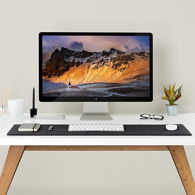 Premium Felt Desk Mat | Medium 12" x 36" | Multifunctional Desk Pad for Home Office | Dark Gray