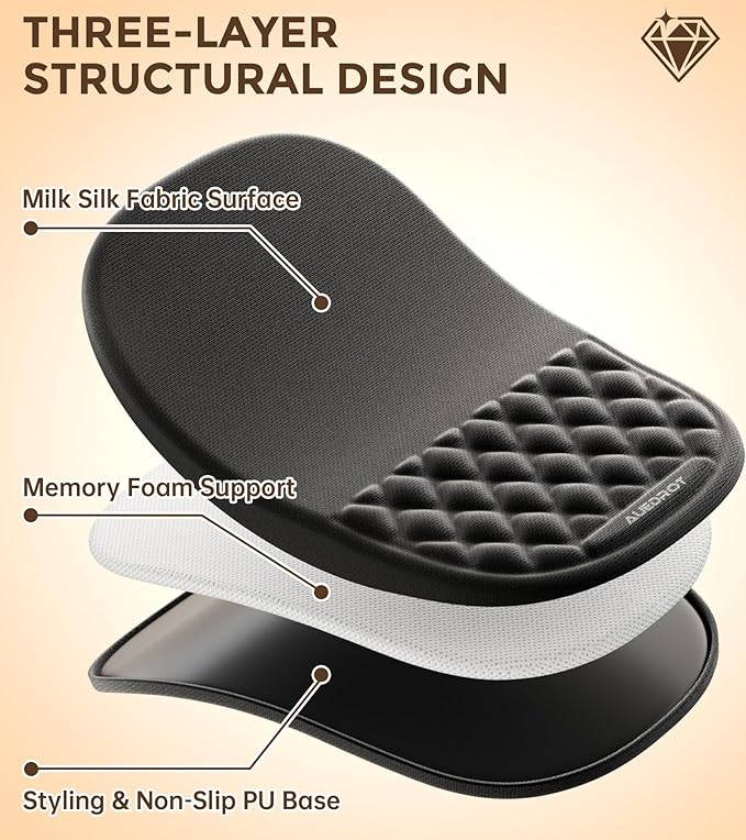 AUEDROT Ergonomic Mouse Pad with Wrist Rest 2 in 1 Mousepad with Wrist Support, Memory Foam Desk Mouse Mat with Massage Nubs & Gel PU Non-Slip Base, Suitable for Office & Gaming, As a Gift, Black