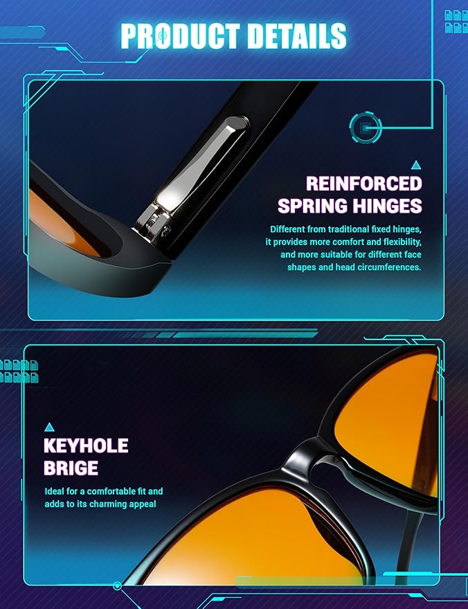 TIJN Blue Light Blocking Glasses Men Women Vintage Thick Round Rim Frame Eyeglasses