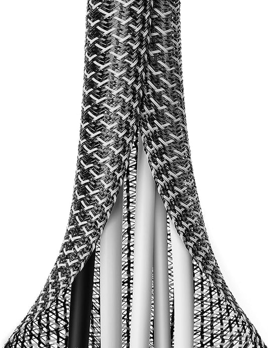 ZhiYo 6.6ft - 1 inch Cable Sleeve, Cord Wrap Wire Protector Tubing for Pets, PC Cable Wrap, Computer Cable Management Sleeve - Black - White