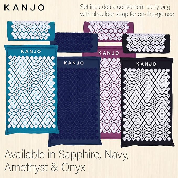 Kanjo Acupressure Mat and Pillow Set for Back Pain Relief & Neck Pain Relief, with Pressure Points for Muscle Pain Relief with Travel Bag - Amethyst