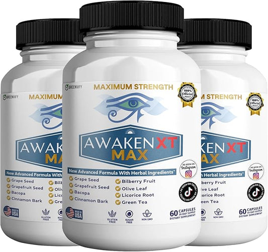 Awaken XT Max Nootropic Supplement, 60 Capsules, with Vitamins & Herbal Blend, 30 Day Supply (3)