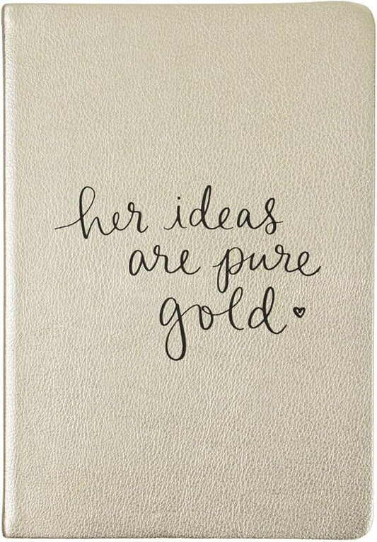 Eccolo Dayna Lee Collection 8x6" Inspiring Flexi-cover Journal/Notebook, Acid-free Lined Sheets (Gold - Her Ideas Are Pure Gold)