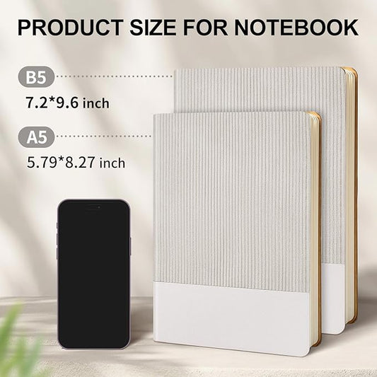 Lined Journal Notebook for Work College Ruled Note Book 5.79"x8.27" A5 PU Leather Daily Journaling 216 Pages for Women Men Writing Home School Supplies Business (A5 Lined 216pages, 06-Grey)