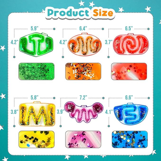 Sensory Fidget Toys for Kids Toddlers - Squishy Sensory Products for Autistic Autism Children Special Needs, Fidgets for Classroom Stress Anxiety Calm Down, Squeeze Sensory Tube Filled Goo, Glitter
