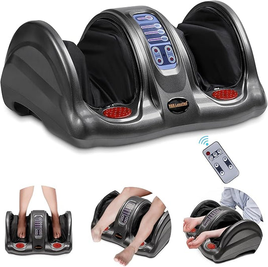 H&B Luxuries Shiatsu Foot Massager Machine with Remote Controller, Kneading and Rolling Home Massagers for Feet, Ankle, Calf, Leg, Gift for Men, Women, Father, Mom Parents and The Elderly, Gray