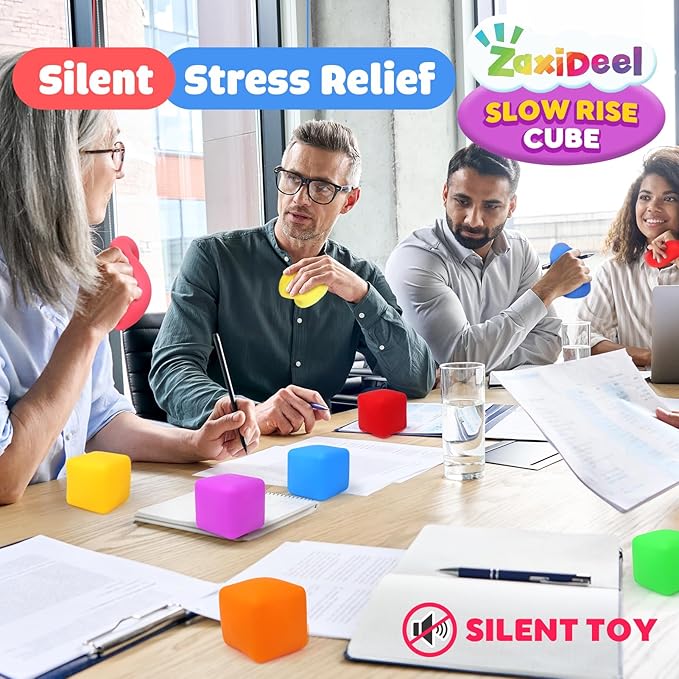 50 Pack Slow Rising Stress Cube: Stretchy Fidget Toys for Anxiety Relief, Large Size Squishy Cube, Pull Stretch Fidgets for Classroom Prize, Classroom Reward for Student