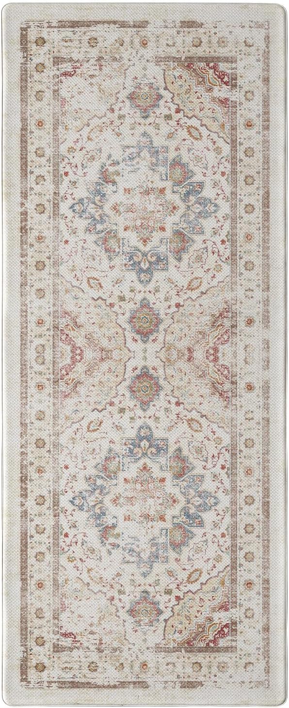 Color&Geometry Kitchen Floor Mats Anti Fatigue, Cushioned Boho Rugs,Waterproof Non Slip Kitchen Runner for Sink, Standing Mats for Office,24"x87",Oatmeal