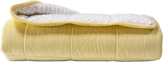 ALANSMA Reversible Weighted Blanket for All Season, Luxury Velvet, Warm and Cool, Adult 7Lb Yellow Weighted Blanket, Enjoy Sleeping Anywhere (Light Yellow, 40''x60'' 7lbs)