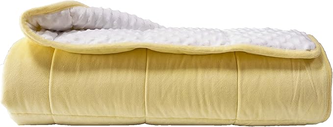ALANSMA Reversible Weighted Blanket for All Season, Luxury Velvet, Warm and Cool, Adult 15Lb Yellow Weighted Blanket, Enjoy Sleeping Anywhere(Light Yellow,60"x80" 15lbs)